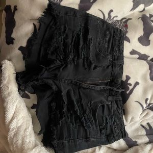 Size 8 American Eagle Vintage Festival Hi Rise Black Distressed Shorts